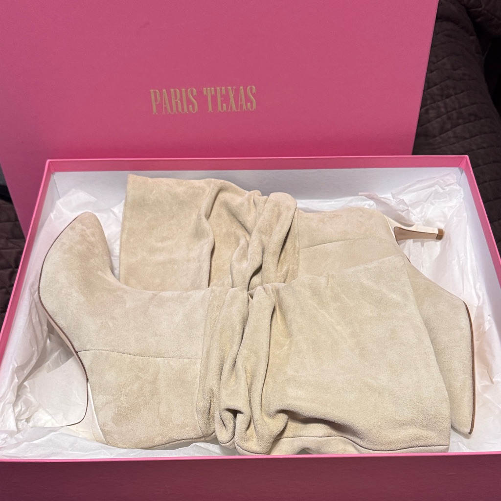 Paris Texas Beige Suede Slouch Mid-Calf Boot